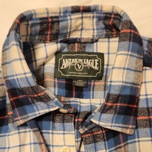 American Eagle Outfitters Men's Blue Plaid Shirt